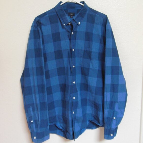 J Crew Factory Blue Check Button Down Shirts - Picture 1 of 3